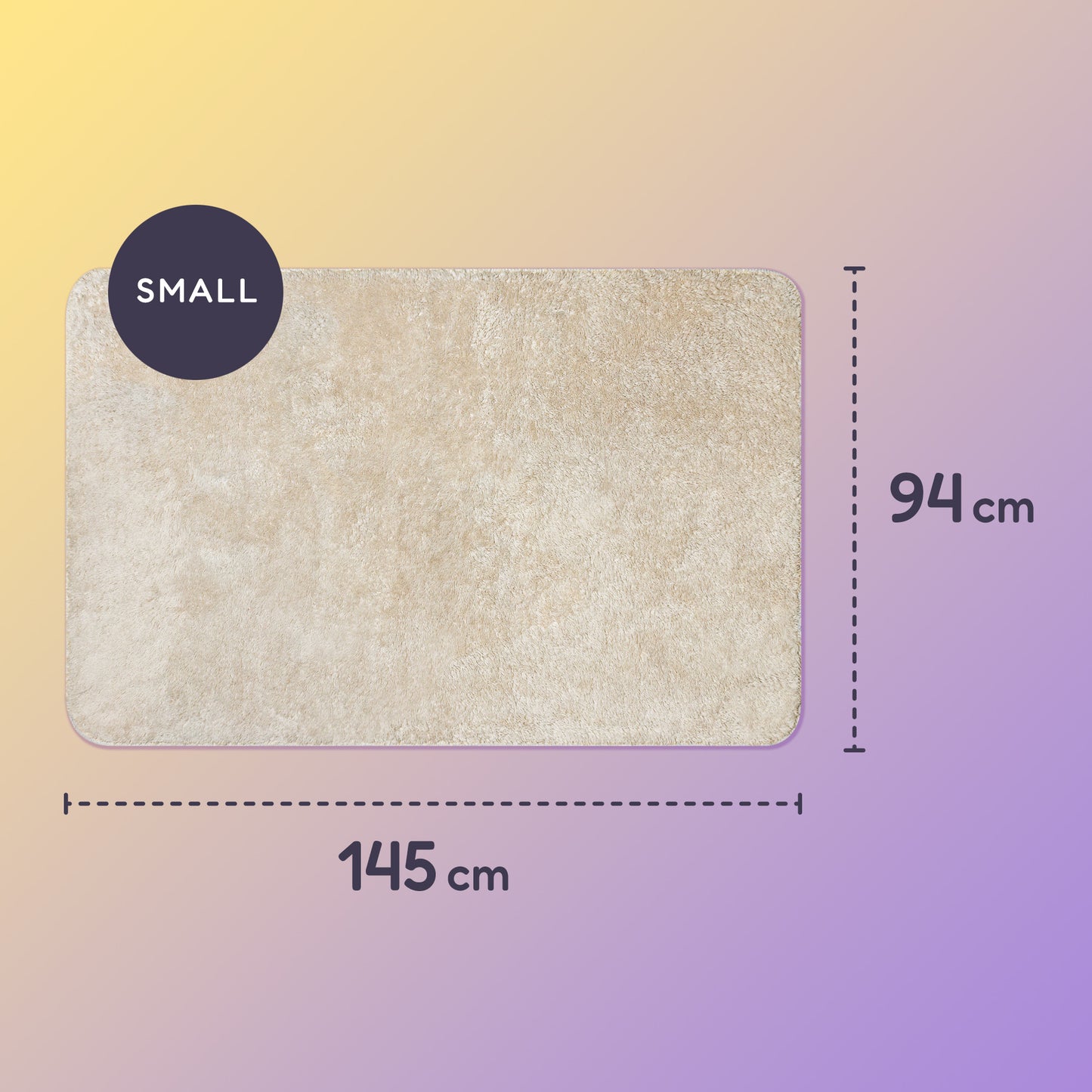 145 x 94cm small sherpa blanket on a yellow and purple gradient background.