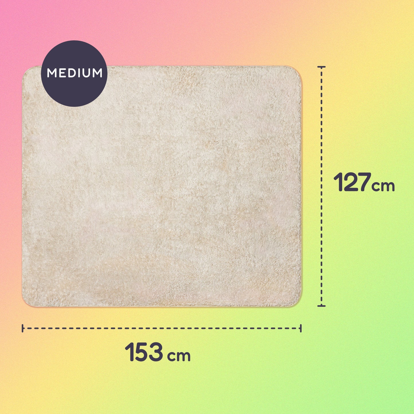 153 x 127cm medium sherpa blanket on a pink, yellow and green gradient background.