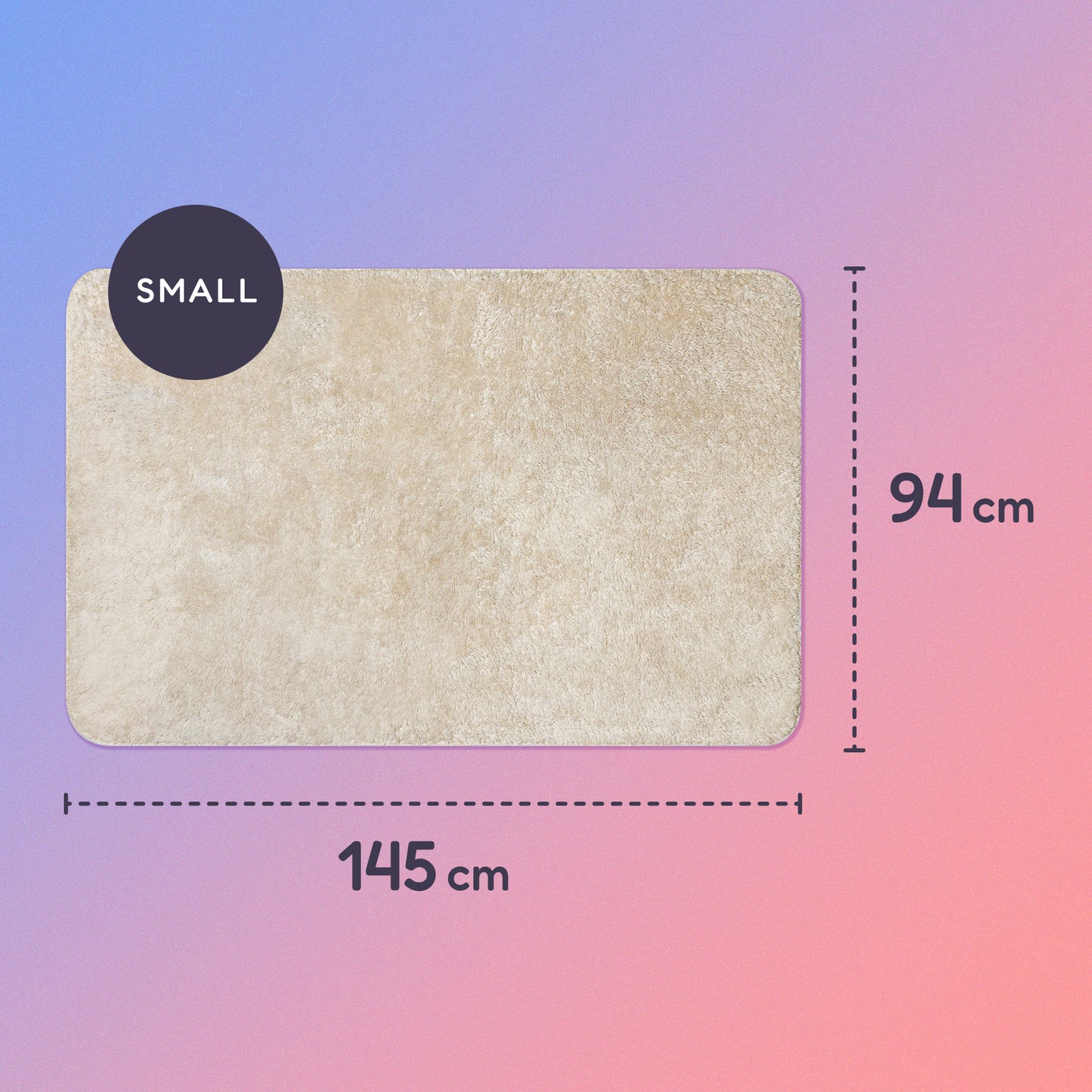 145 x 94cm small sherpa blanket on a blue and pink gradient background.