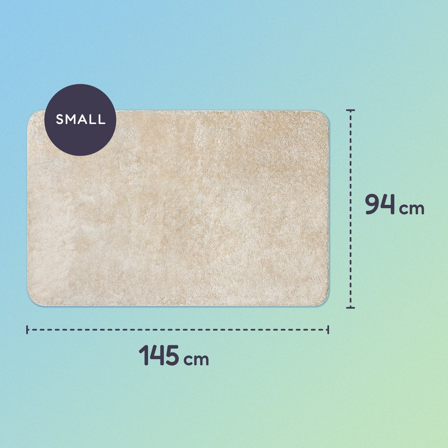 145 x 94cm small sherpa blanket on a green and blue gradient background.