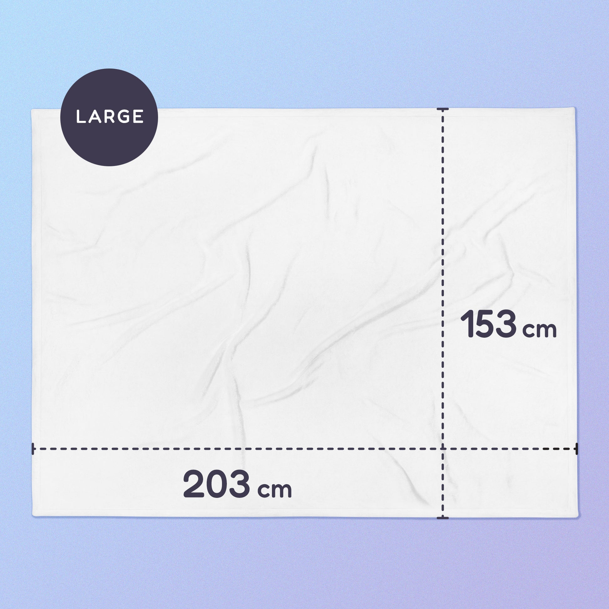 153 x 203cm large throw blanket on a blue and purple gradient background.