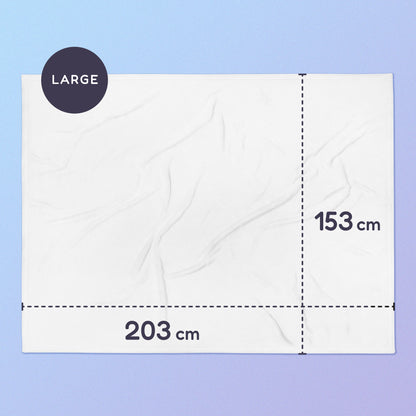 153 x 203cm large throw blanket on a blue and purple gradient background.