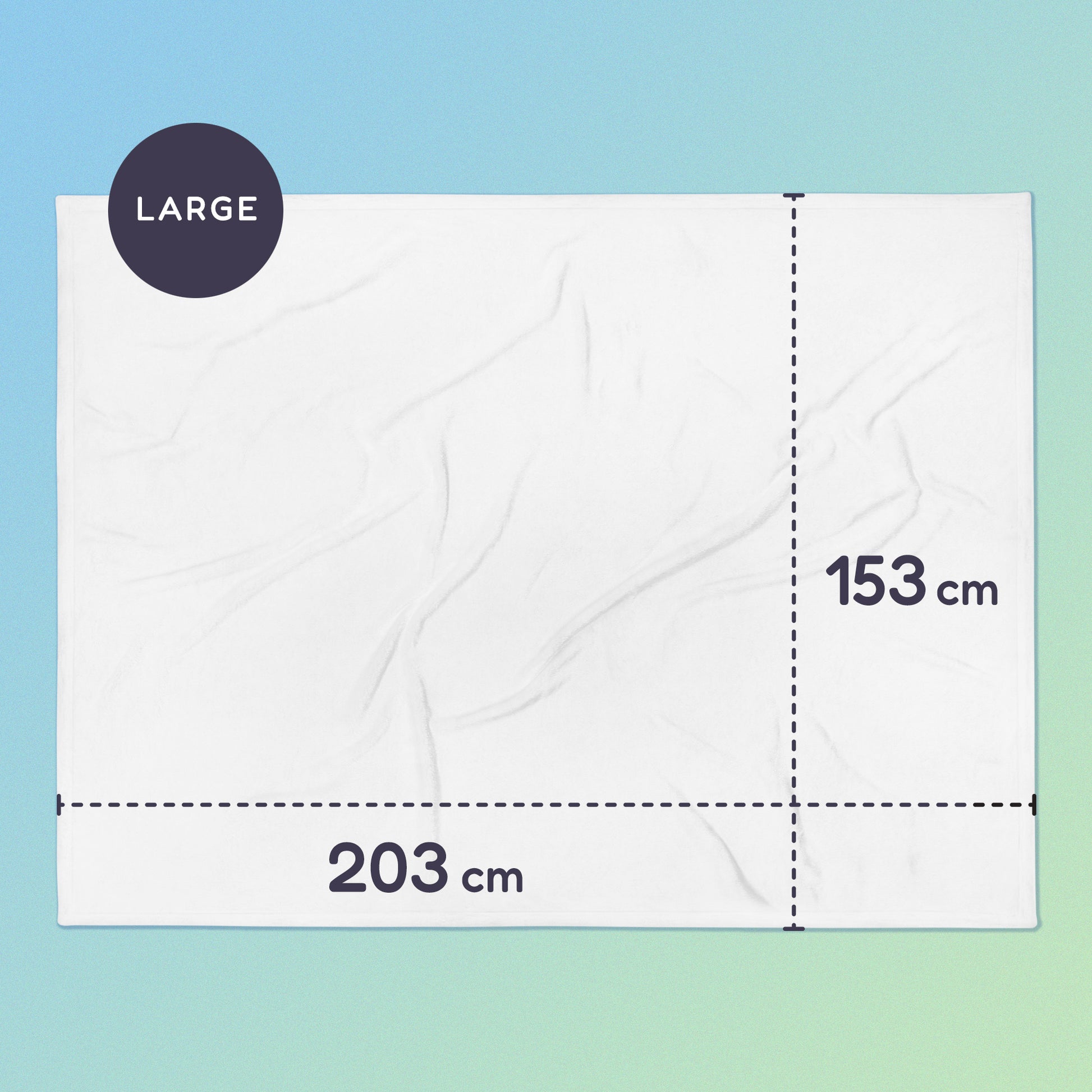 203 x 153 cm large throw blanket on a green and blue gradient background.