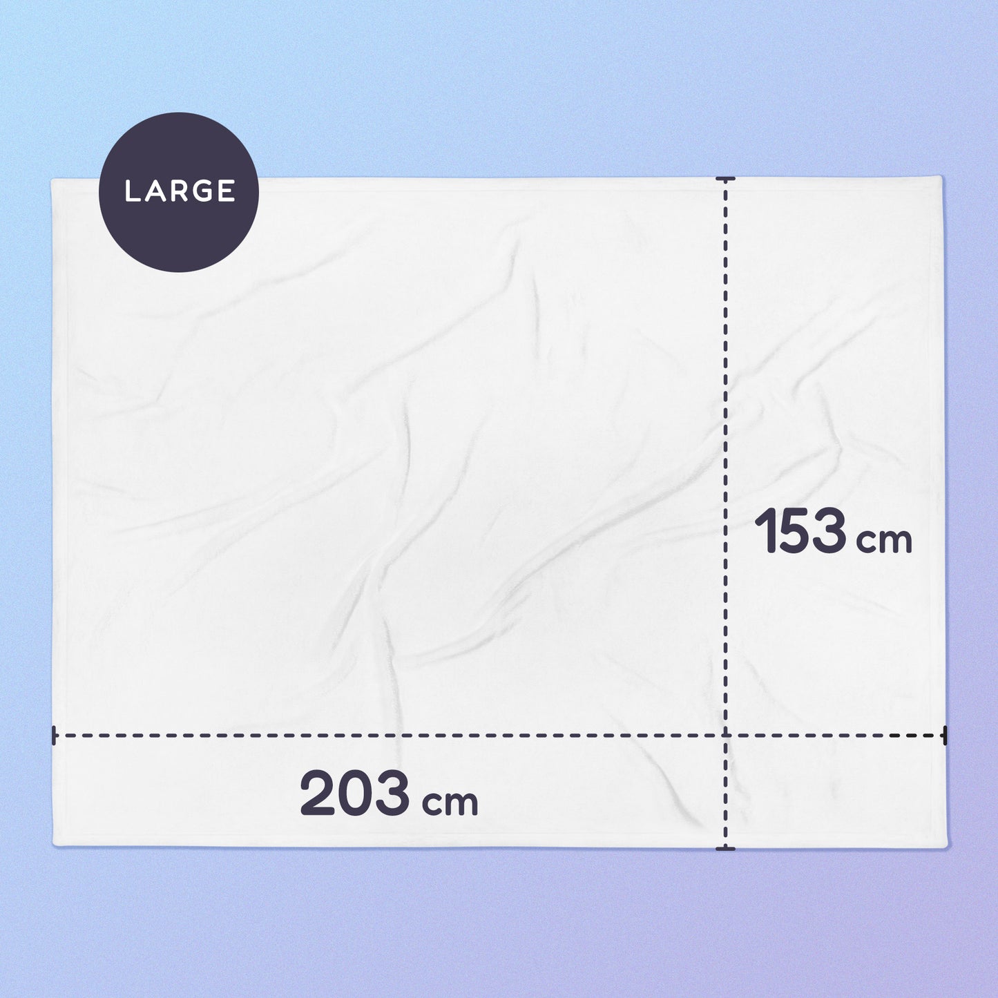 153 x 203cm large throw blanket on a blue and purple gradient background.