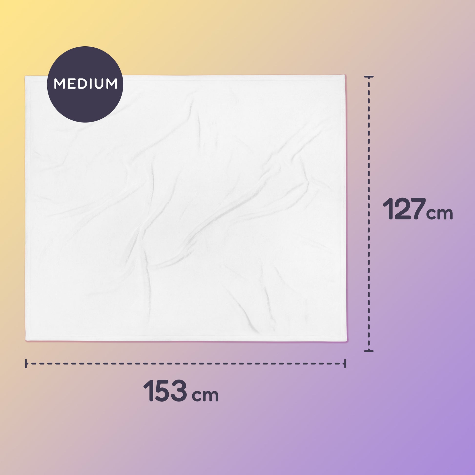 203 x 153 cm large throw blanket on a yellow and purple gradient background.